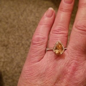 Rose Gold with tear drop citrine size 10